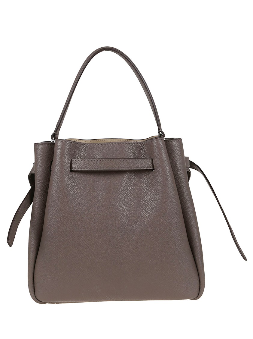 Tory Burch Romy Green Leather Structured Shopper Bag In Gray