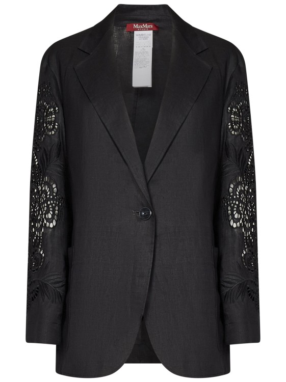 ボトムスその他 Max Mara Oversized Linen Blazer With Perforated Floral Motif Max Mara Oversized Linen Blazer With Perforated Floral Motif