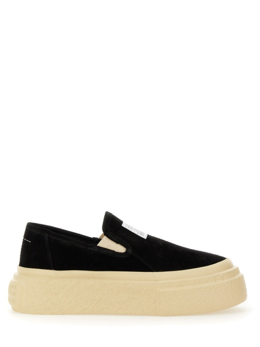 Shop Mm6 Maison Margiela Mm6 By Maison Margiela Leather Sneakers In Black