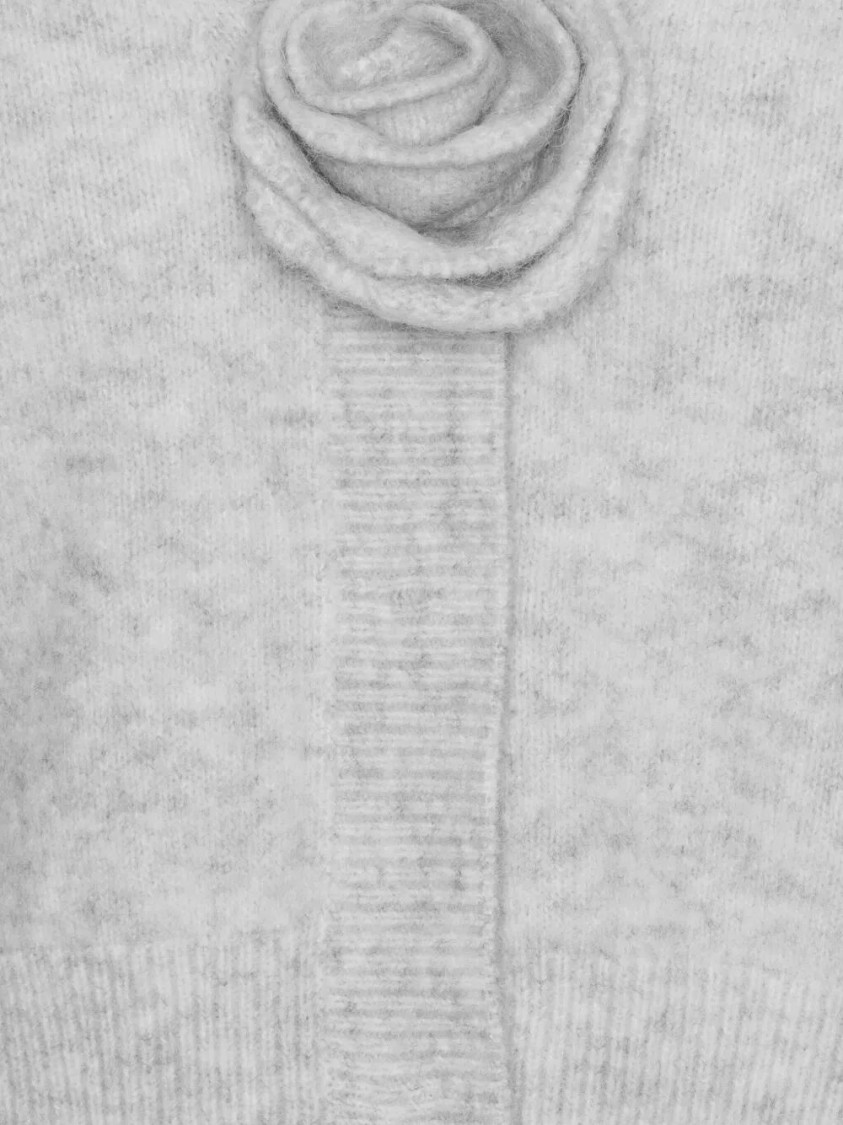 Rotate Birger Christensen Cropped Alpaca And Wool Cardigan With V-neck In Gray