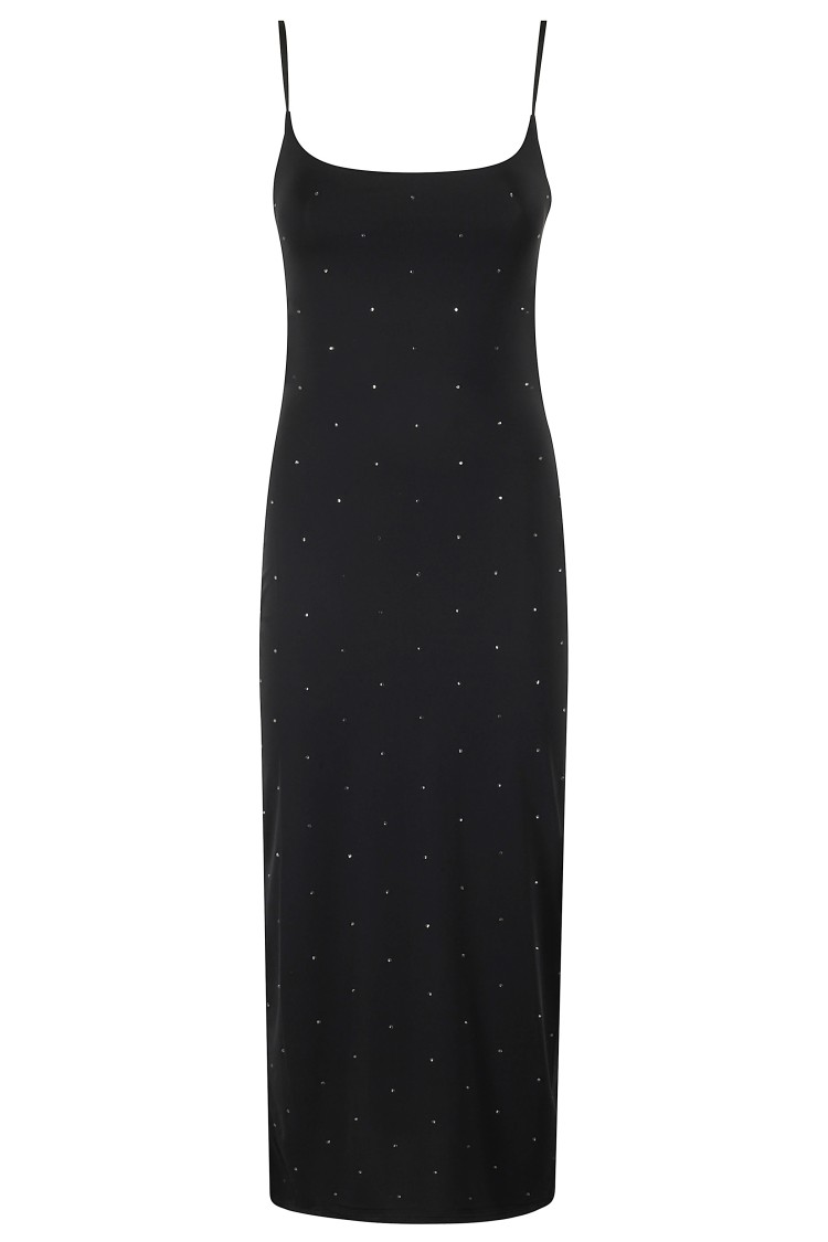 Mc2 Saint Barth Bodycon Midi Dress With Rhinestone Embellishments