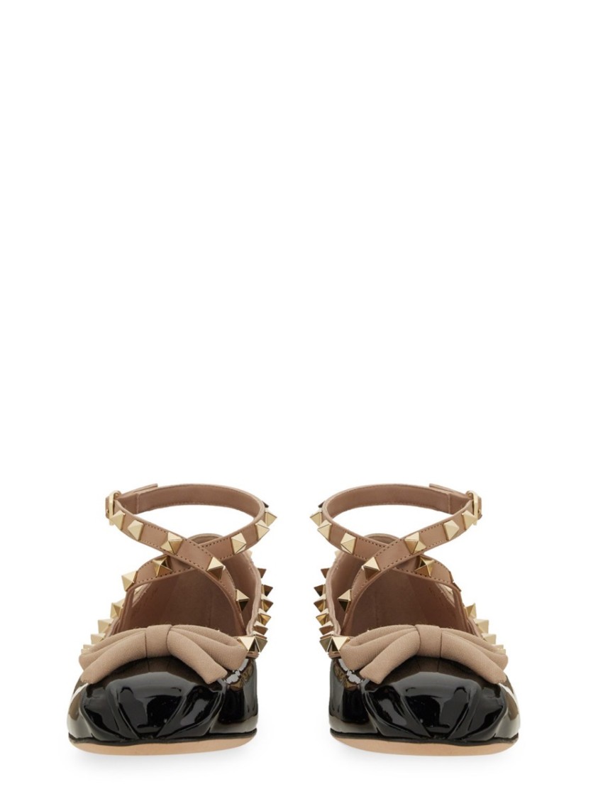Valentino Rockstud Ballerina Patent-leather Pumps