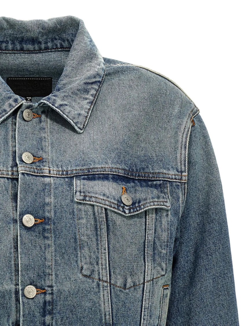 Mm6 Maison Margiela Mm6 By Maison Margiela Cut-out Denim Jacket With Unique Sleeve Details In Blue