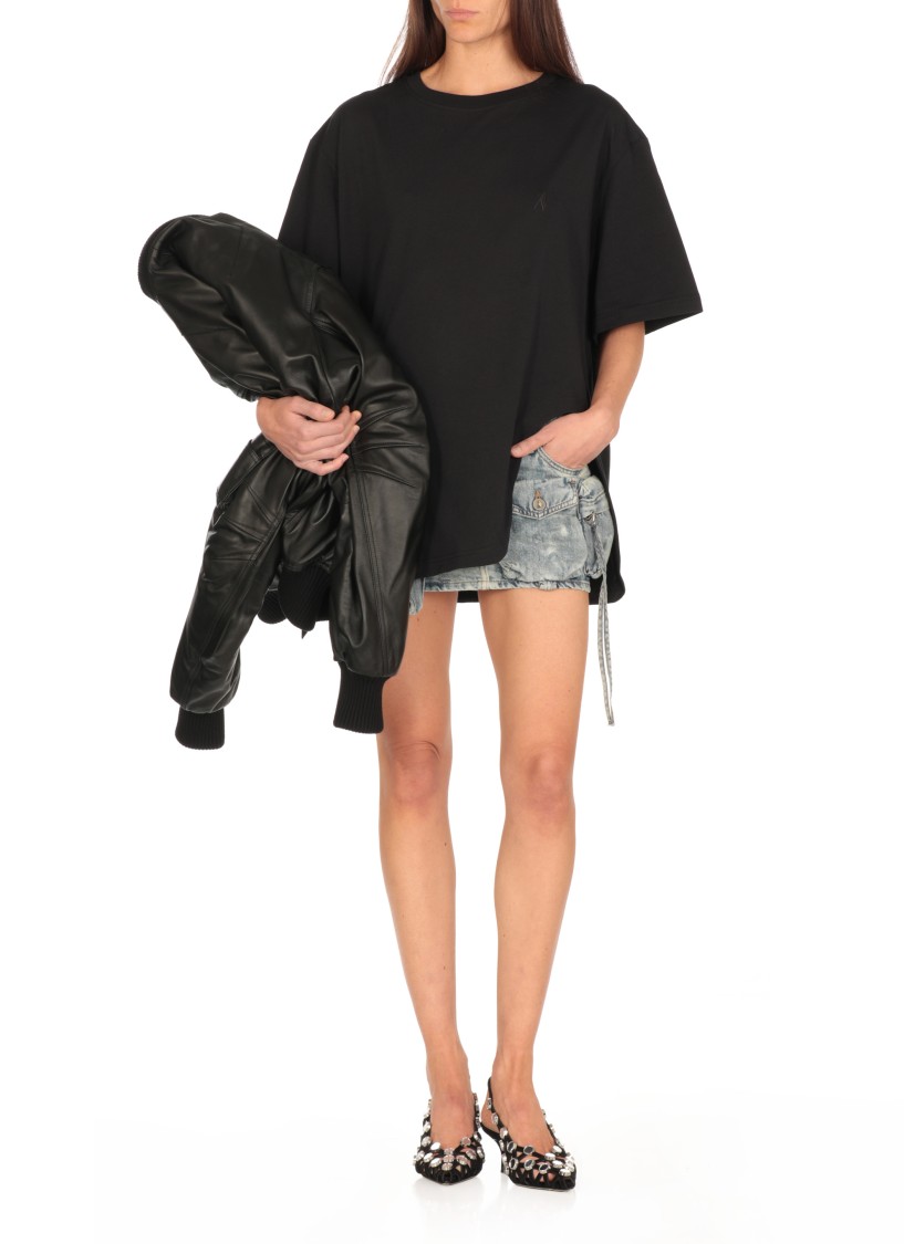 Attico Logo Embroidered Oversized T-shirt In Black