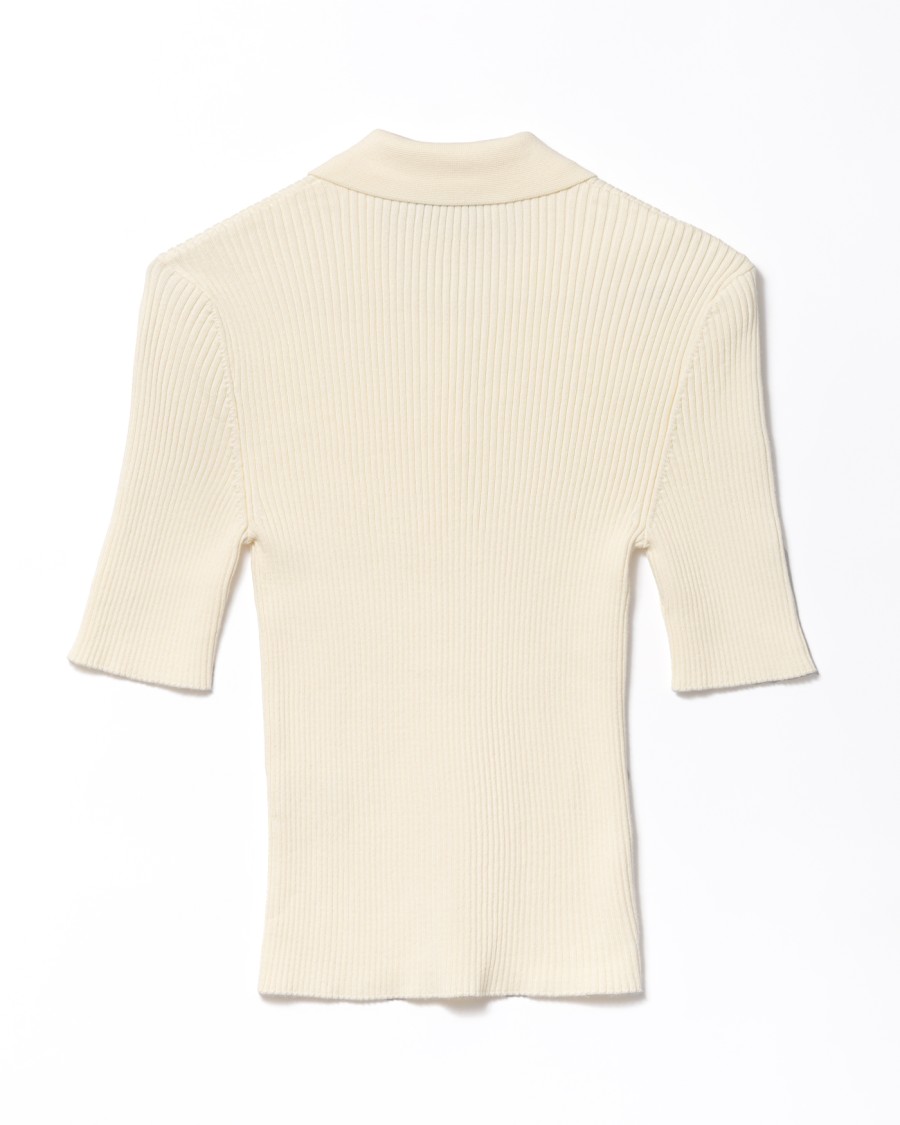 Apc A.p.c. Fitted White Polo Shirt With Classic Collar In Neutral