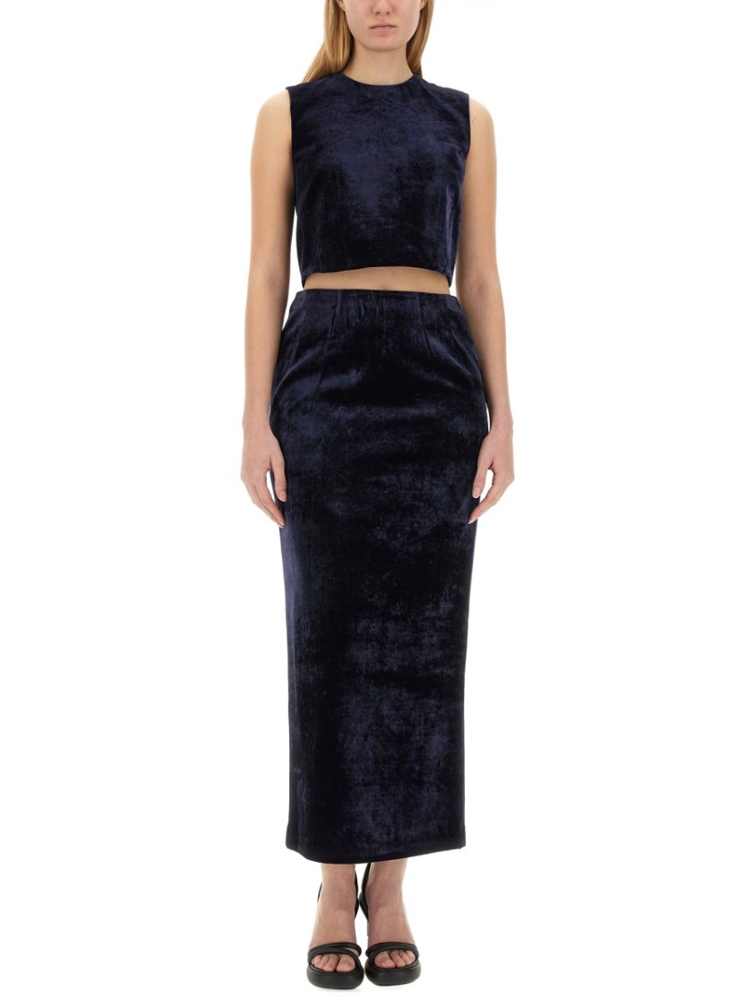 Fendi Zip-embellished Velvet Maxi Skirt In Black