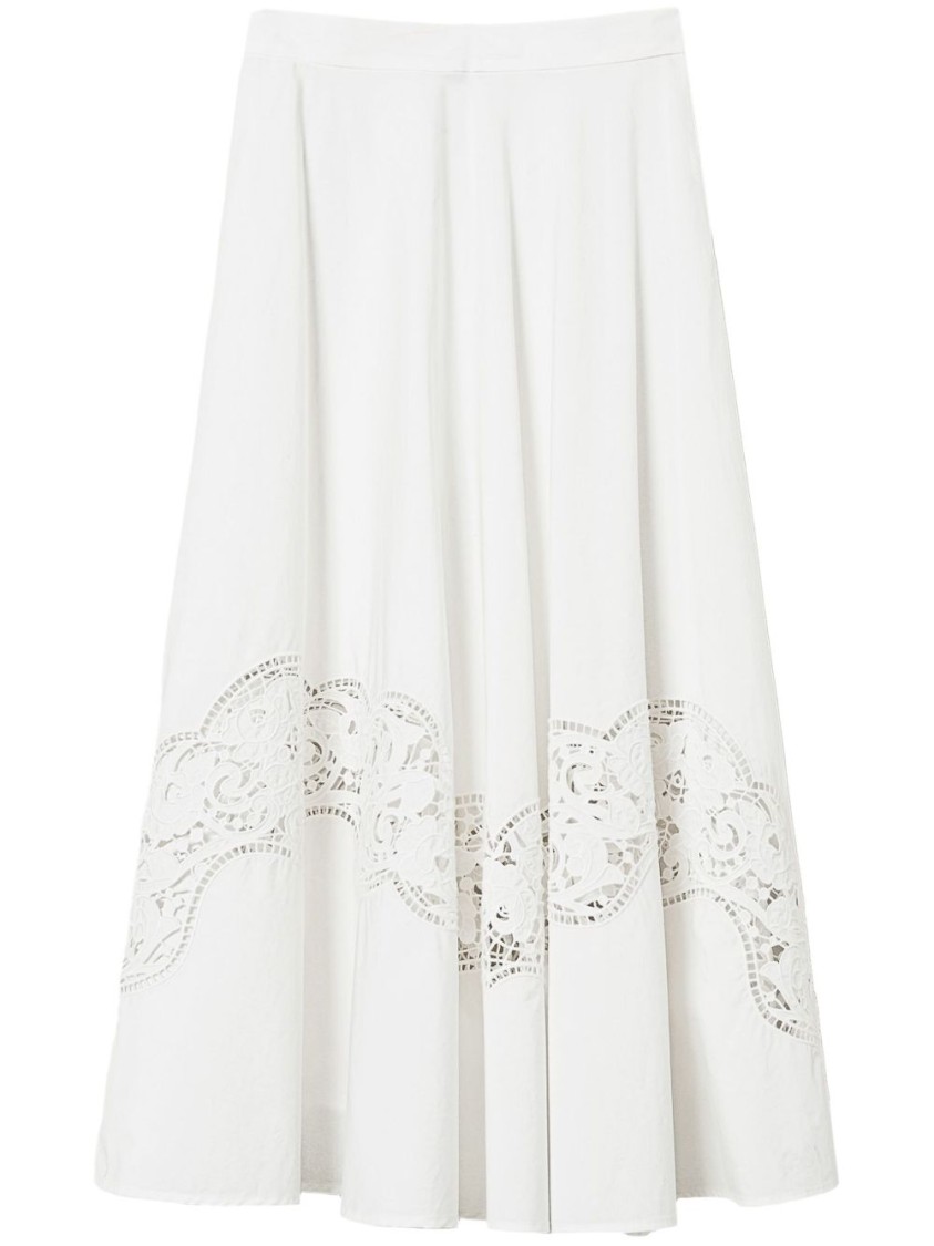 Twinset Twin-set Maxi Skirt With Delicate Lace Trim