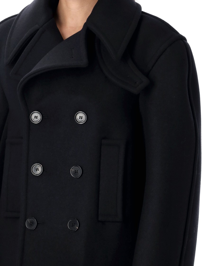Saint Laurent Oversize Pea Coat In Black