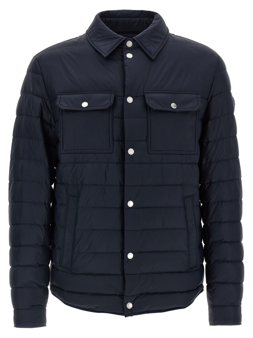 Hugo Boss Quilted Shirt-collar Padded Jacket In Blue