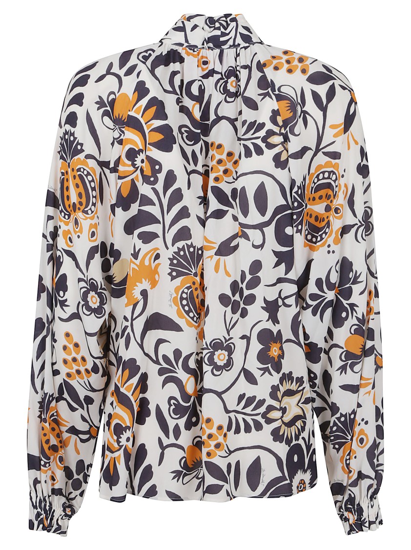 La Doublej La Double J V-neck Cerere Blouse In Moroccan Crepe In Multi