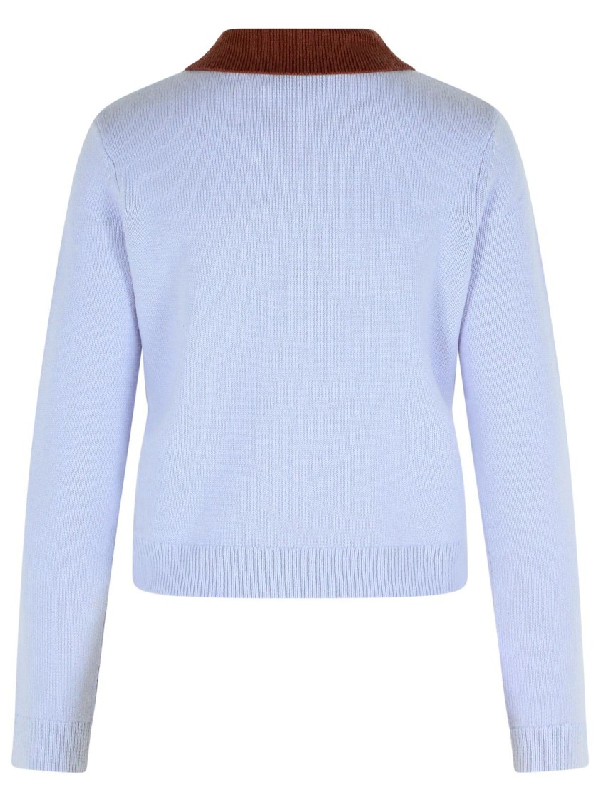 Self-portrait Sweater With Classic Contrast Collar In Blue