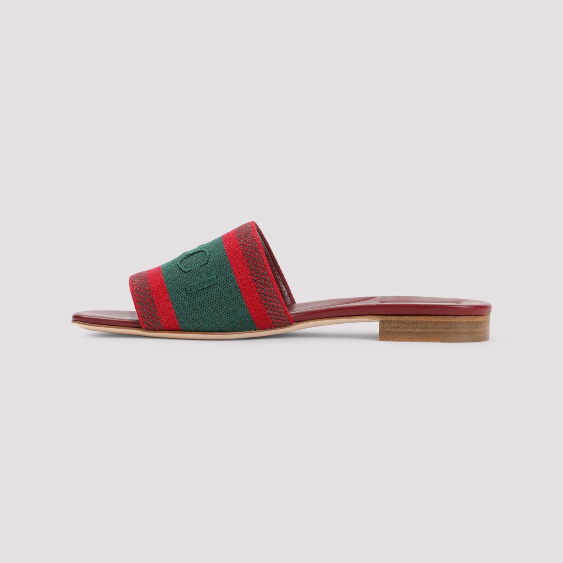 Gucci Web Stripe Embroidered Slides