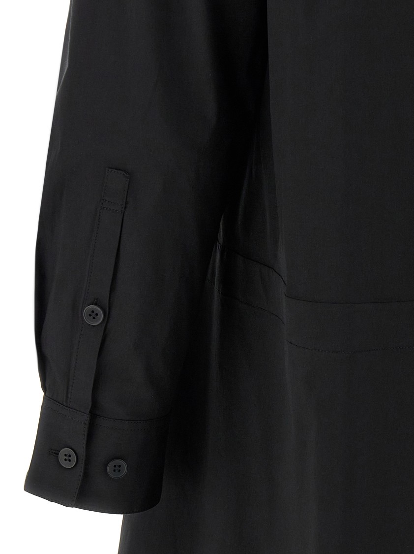 Y-3 Asymmetrical Hem Cotton Blend Chemisier Dress In Black