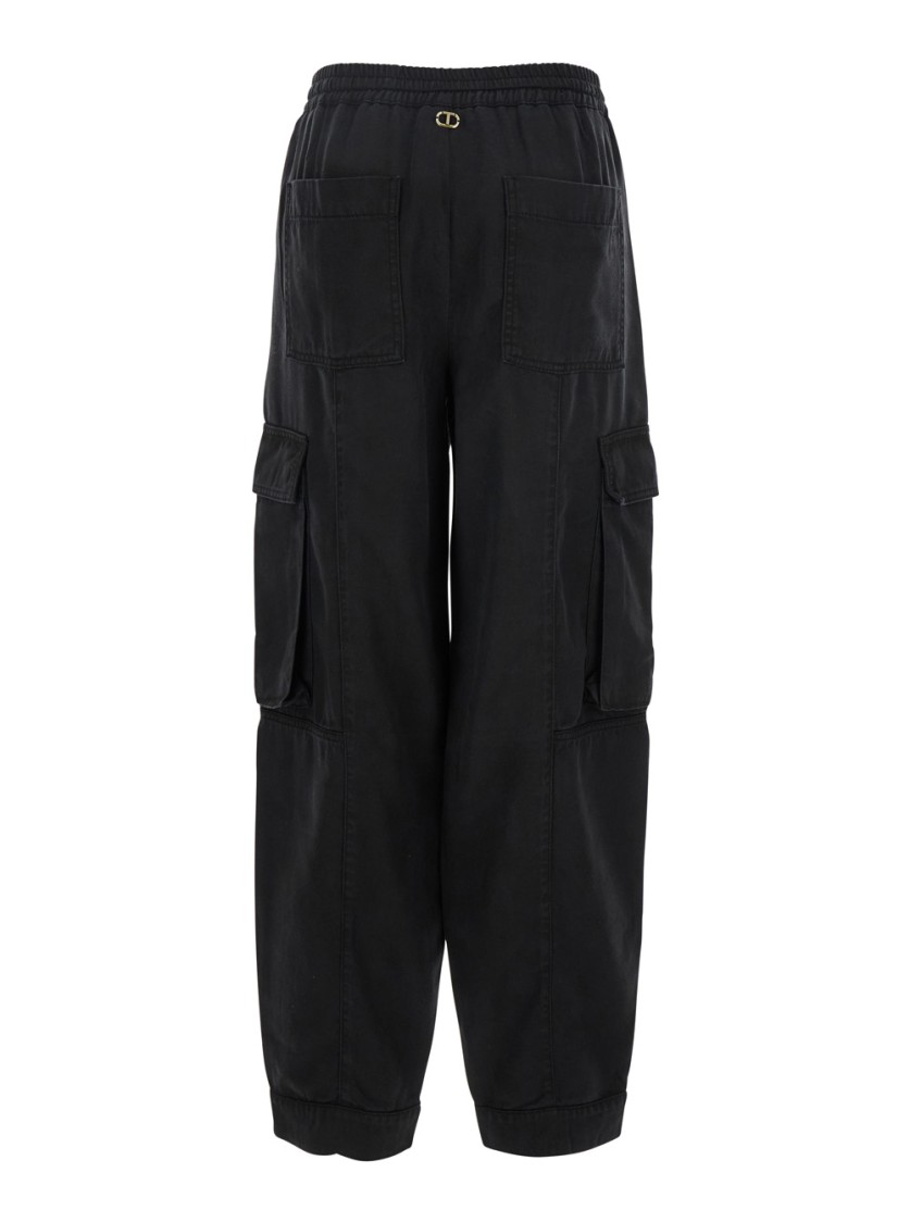 Shop Twinset Twin-set Relaxed Fit Cargo Pants In Black
