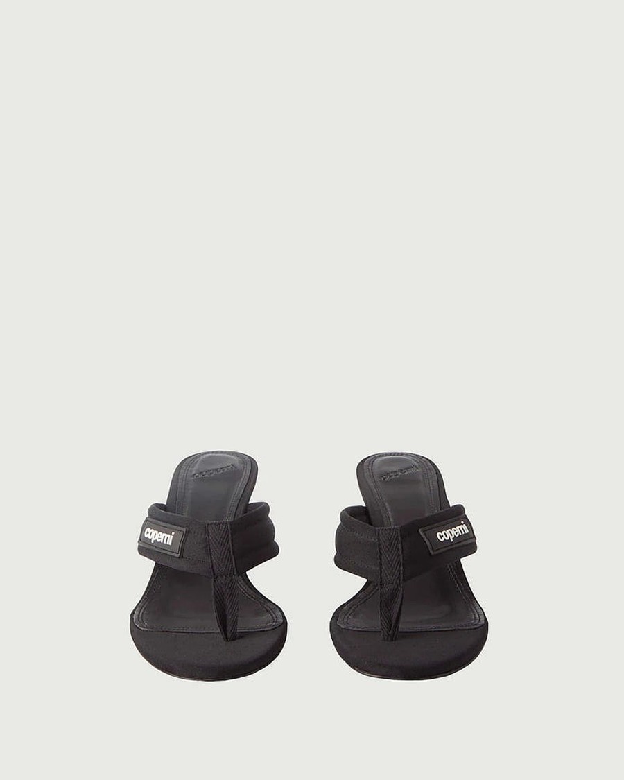 Coperni Black Fabric Sandals With Cushioned Thongs In Black