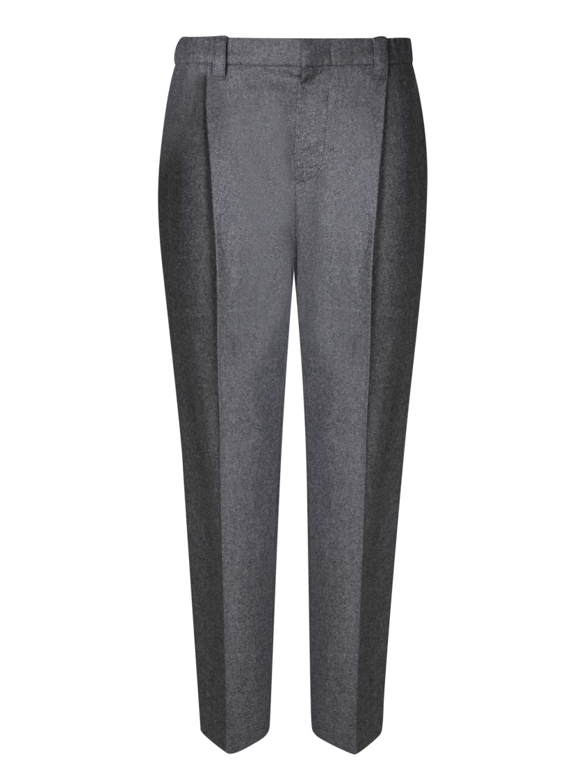 Brunello Cucinelli Grey Flannel Trousers With Pleats In Grey