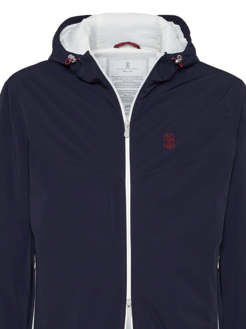 Brunello Cucinelli Waterproof Hooded Jacket In Blue