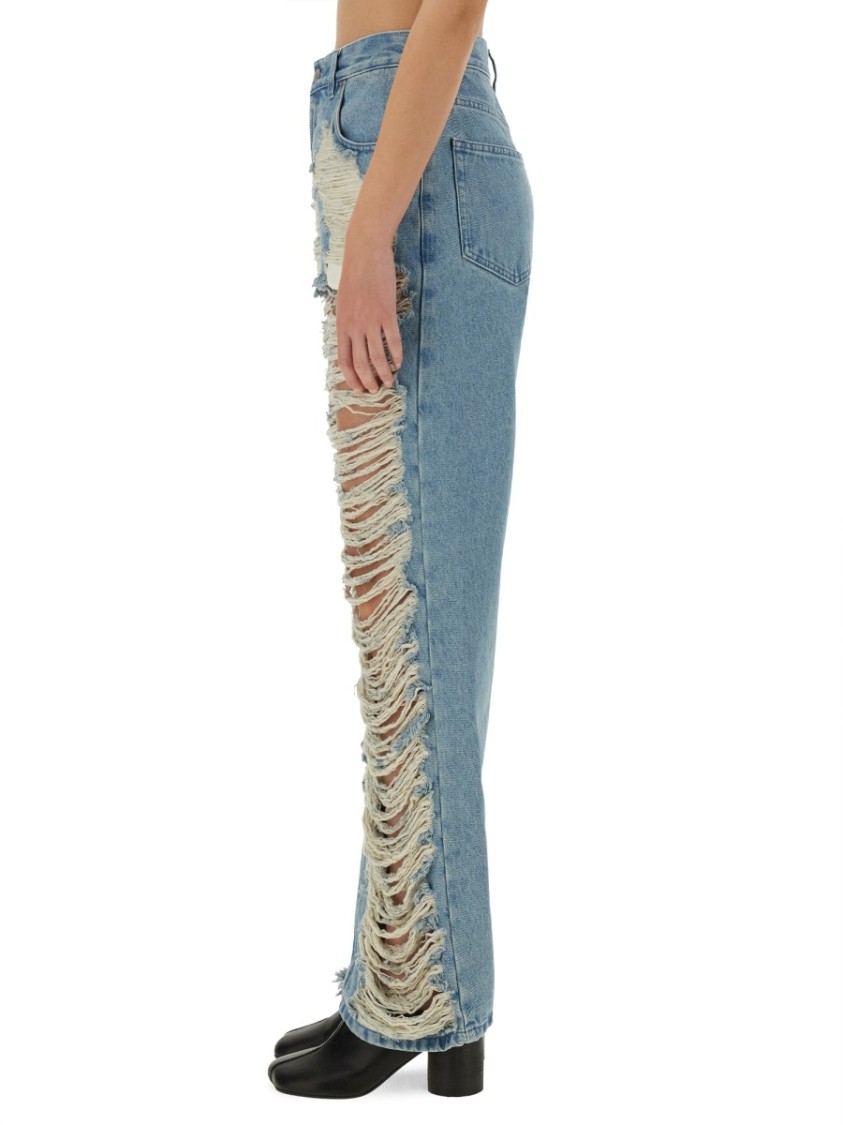 Shop Mm6 Maison Margiela Mm6 By Maison Margiela "destroyed" Straight Jeans