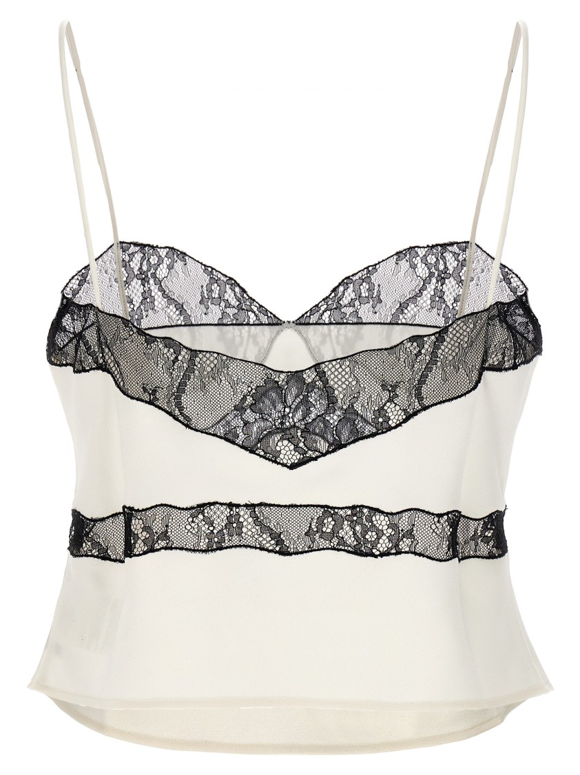 The Andamane Narcisa Lace Trim Cropped Top In White