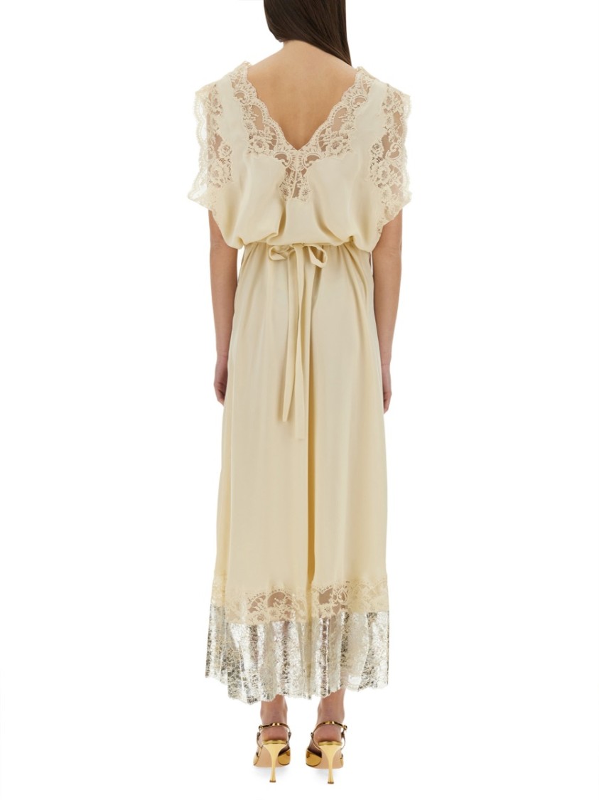 Rabanne Lace Inlay Sleeveless V-neck Midi Dress