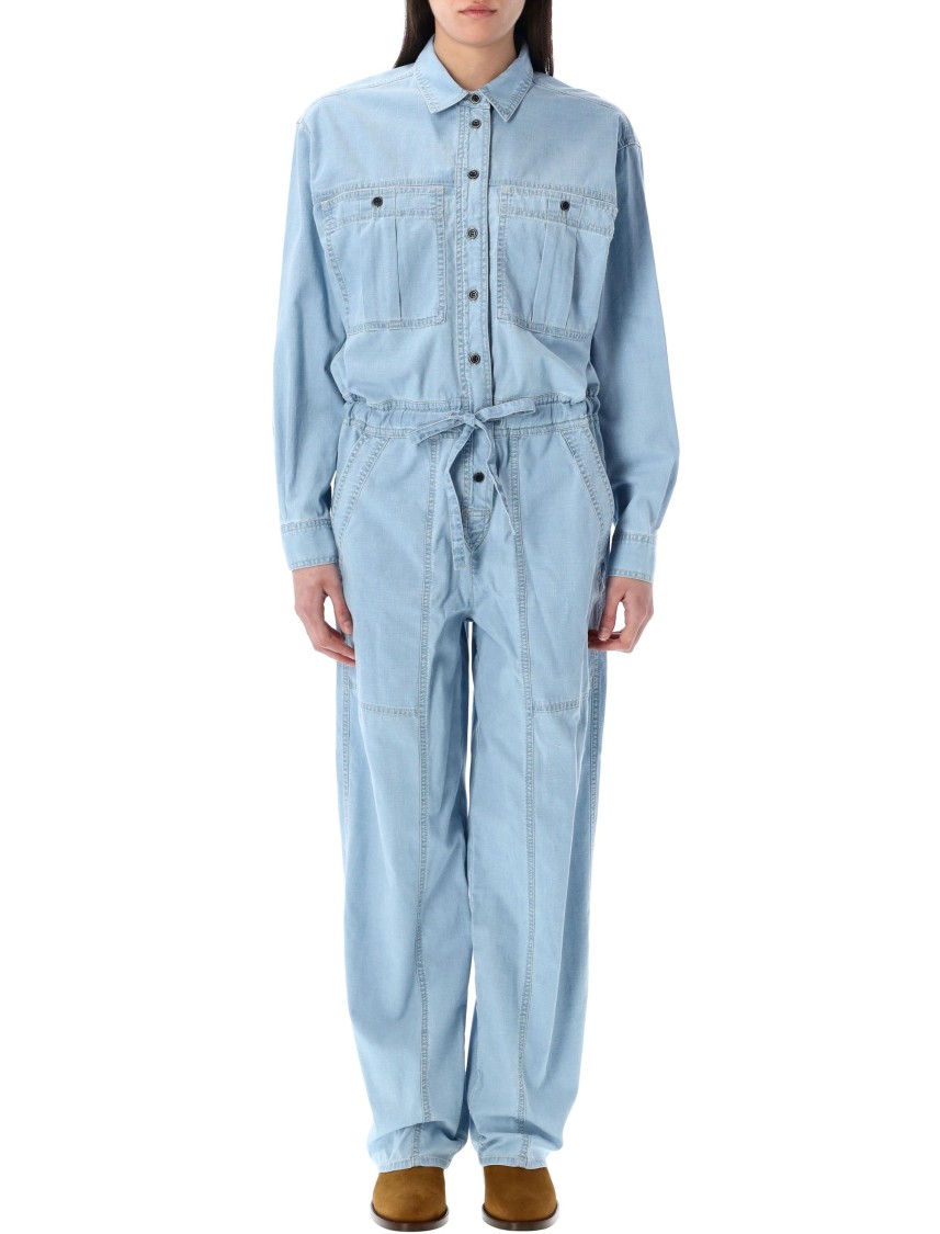 ISABEL MARANT ÉTOILE ISABEL MARANT ÉTOILE RELAXED COTTON CHAMBRAY VALENA JUMPSUIT
