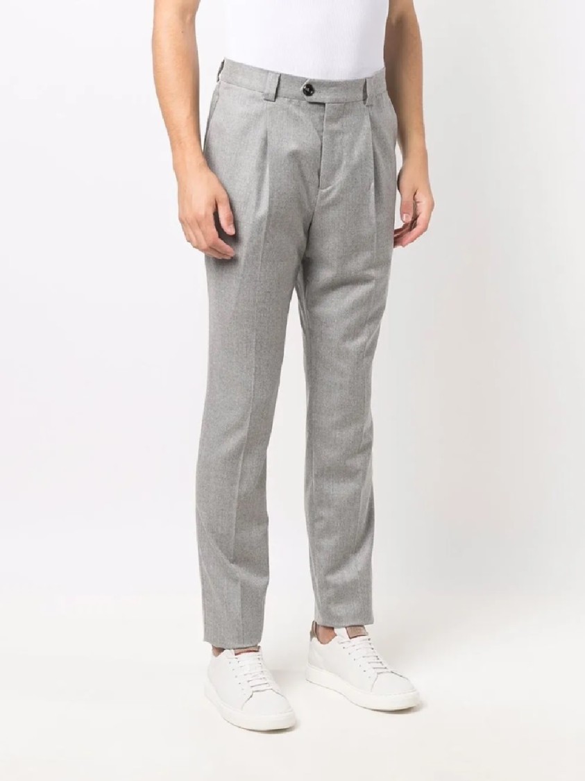 Brunello Cucinelli Tailored Grey Trousers With Subtle Pleat Detail In Gray