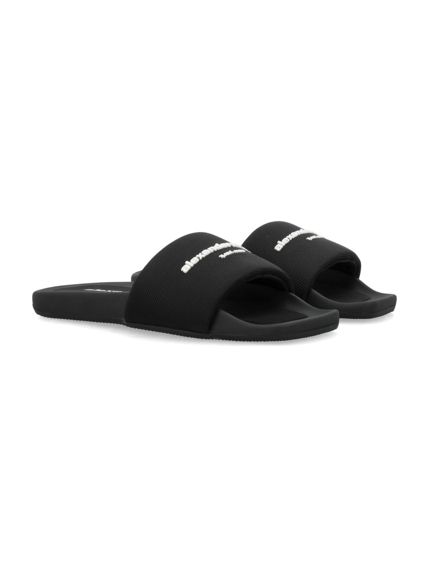 Shop Alexander Wang Sophisticated Black Pool Slide With Embossed Logo
