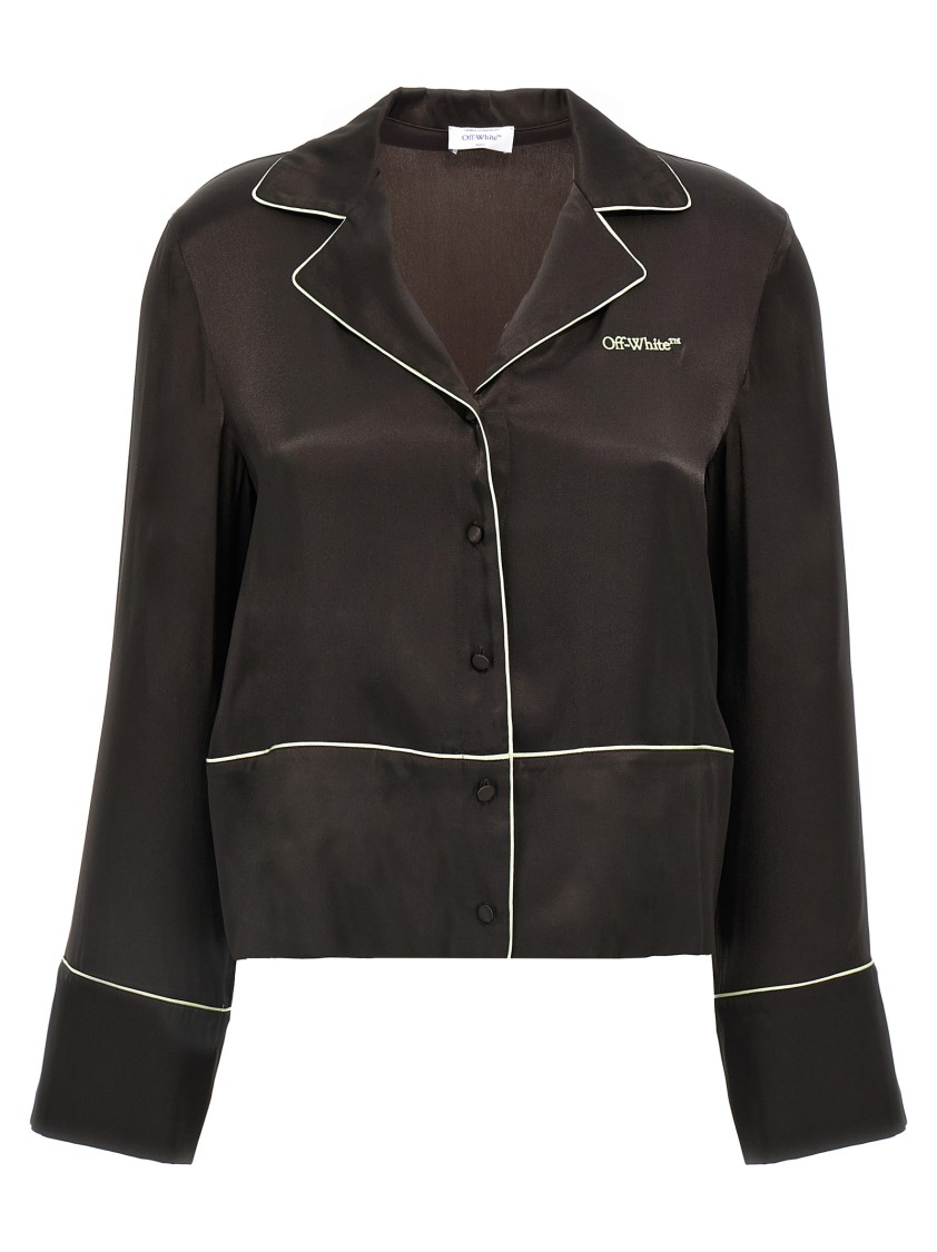 Off-white Pajama-style Black Shirt In Acetate In Black