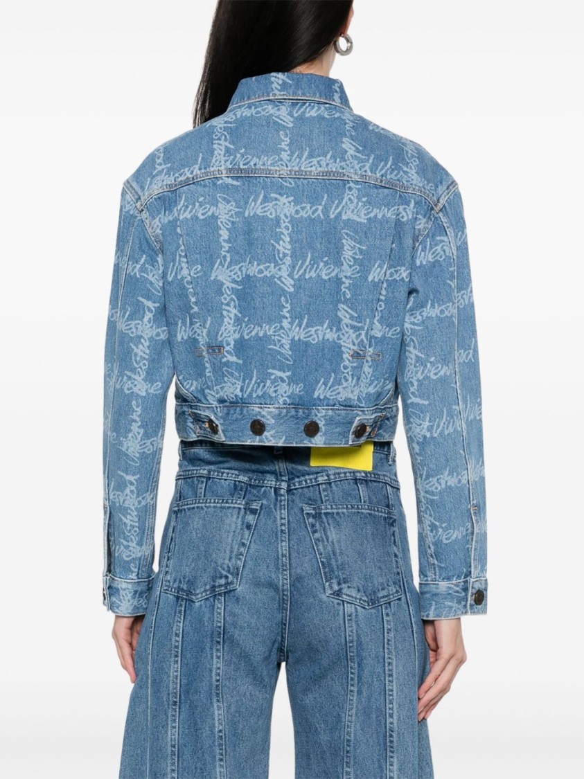 Vivienne Westwood Cropped Indigo Blue Jacket With Flap Pockets In Blue