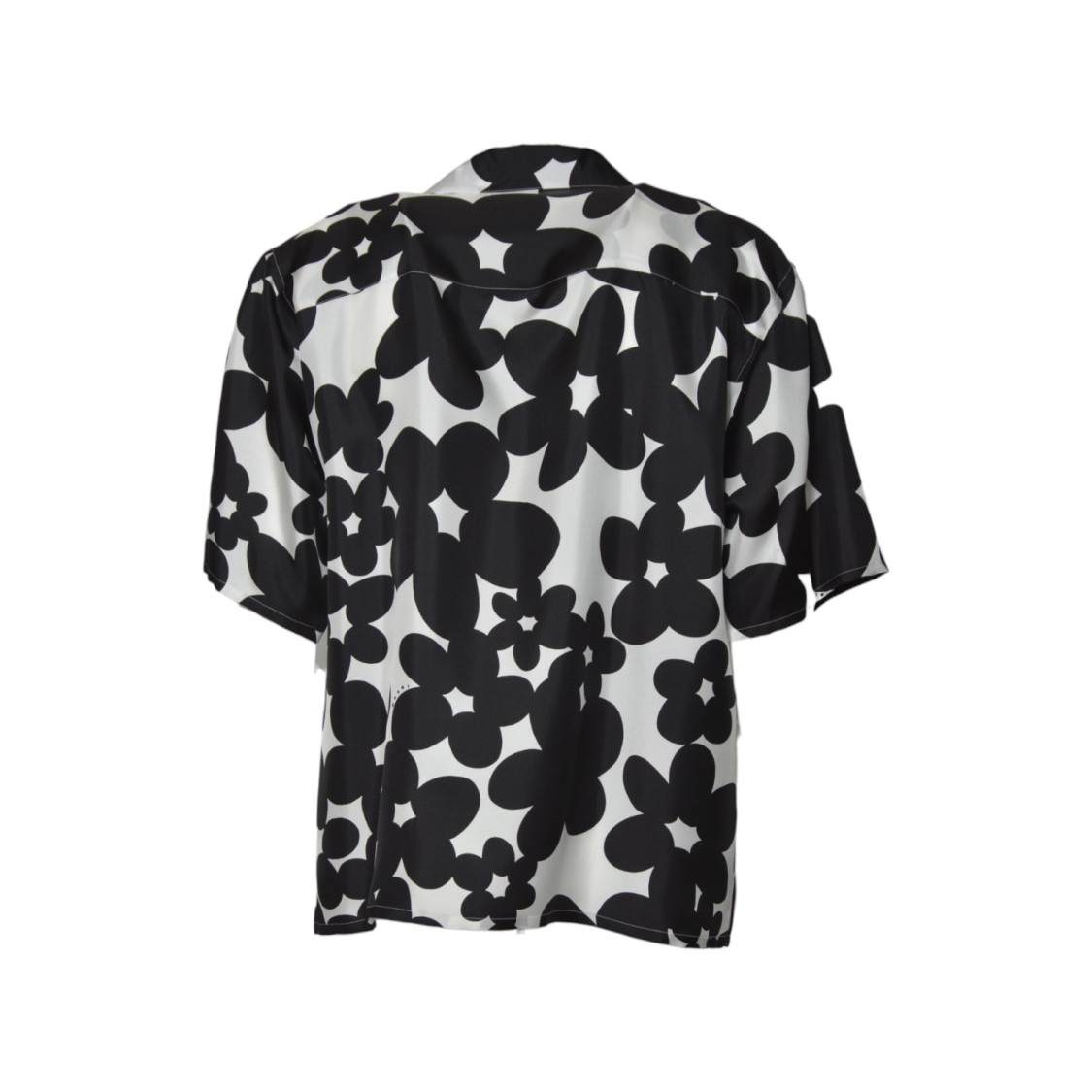 Shop Marni Black Boxy Short-sleeve Silk Twill Shirt