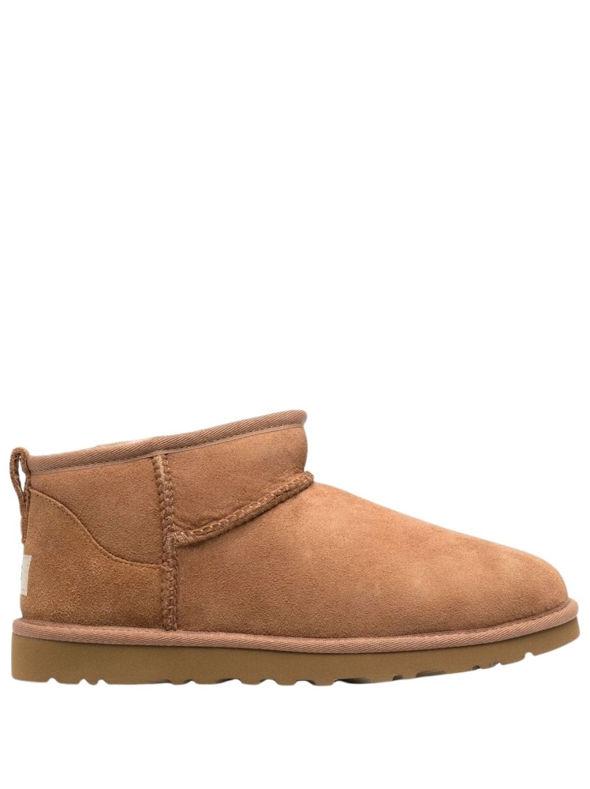 Shop Ugg Classic Ultra Mini Ankle Boots In Brown