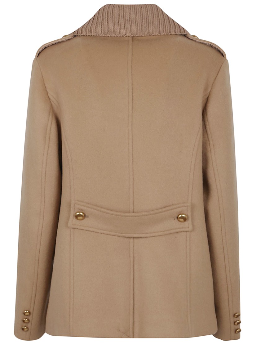 P.a.r.o.s.h Parosh Short Wool Jacket With Ribbed Collar In Neutral