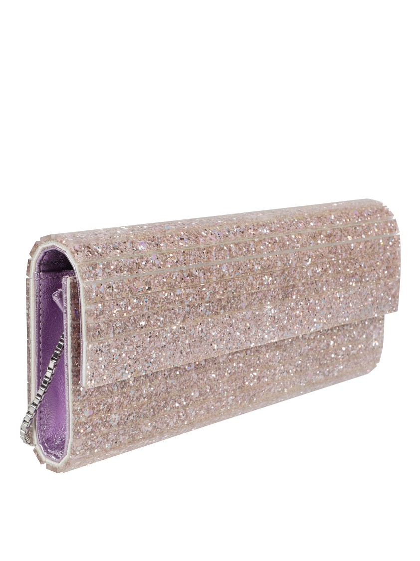 Jimmy Choo Rectangular Glitter Clutch In Pink