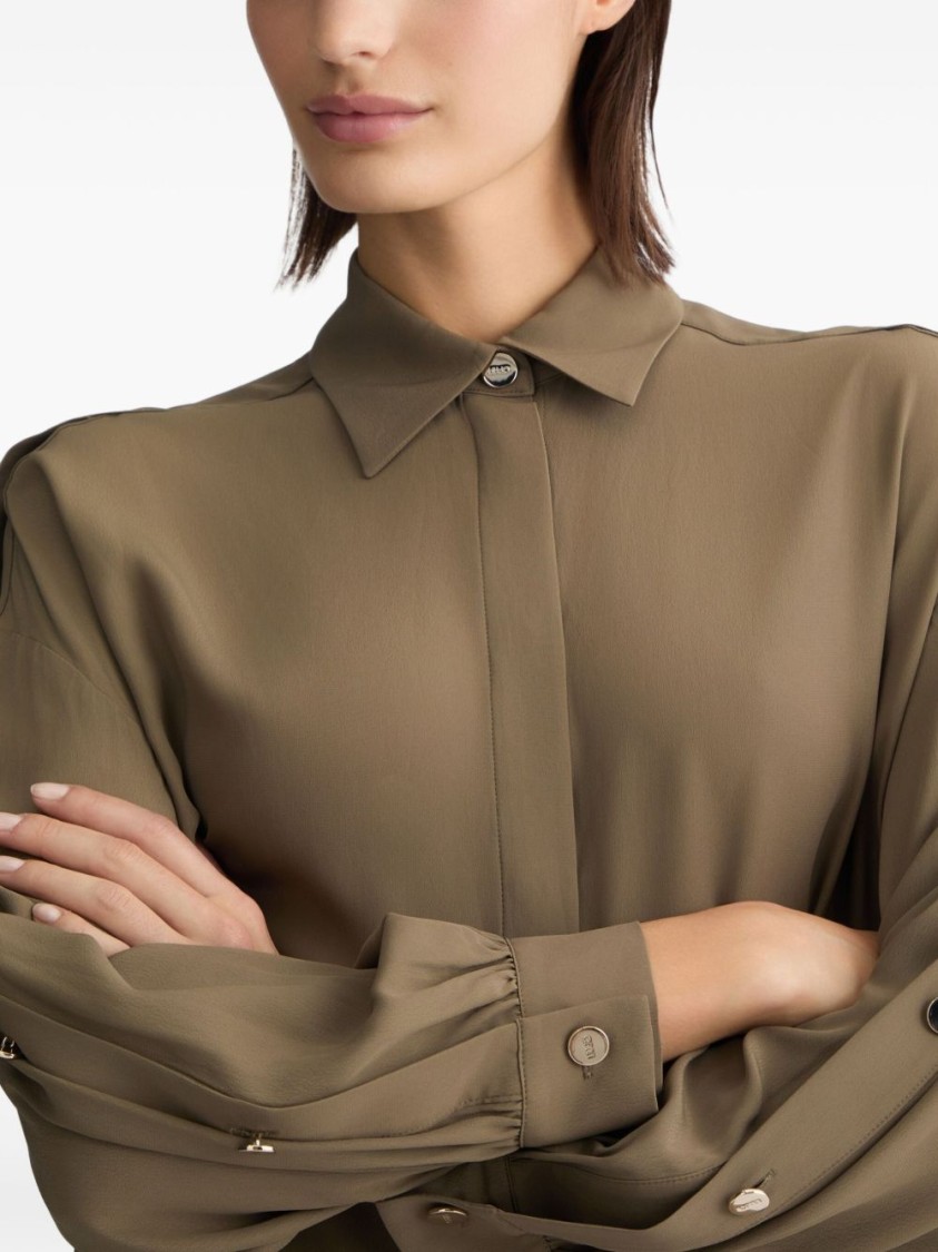 Liu •jo Liu Jo Green Shirt With Classic Collar In Brown