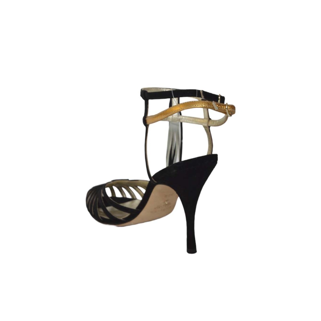 Cabeceo Black Suede Leather Mina Woven Sandals