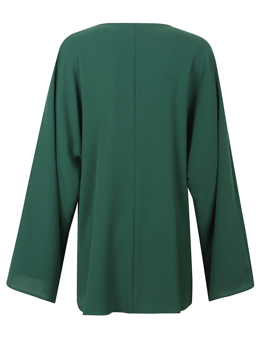 Max Mara Relaxed Fit Triacetate Top With Deep V-neckline In Green