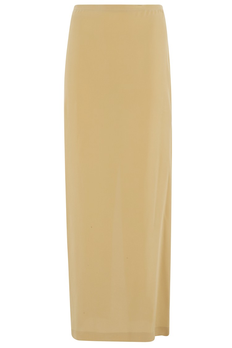 ALYSI ALYSI SILK MIDI SKIRT WITH BACK ZIPPER AND FRONT SLIT