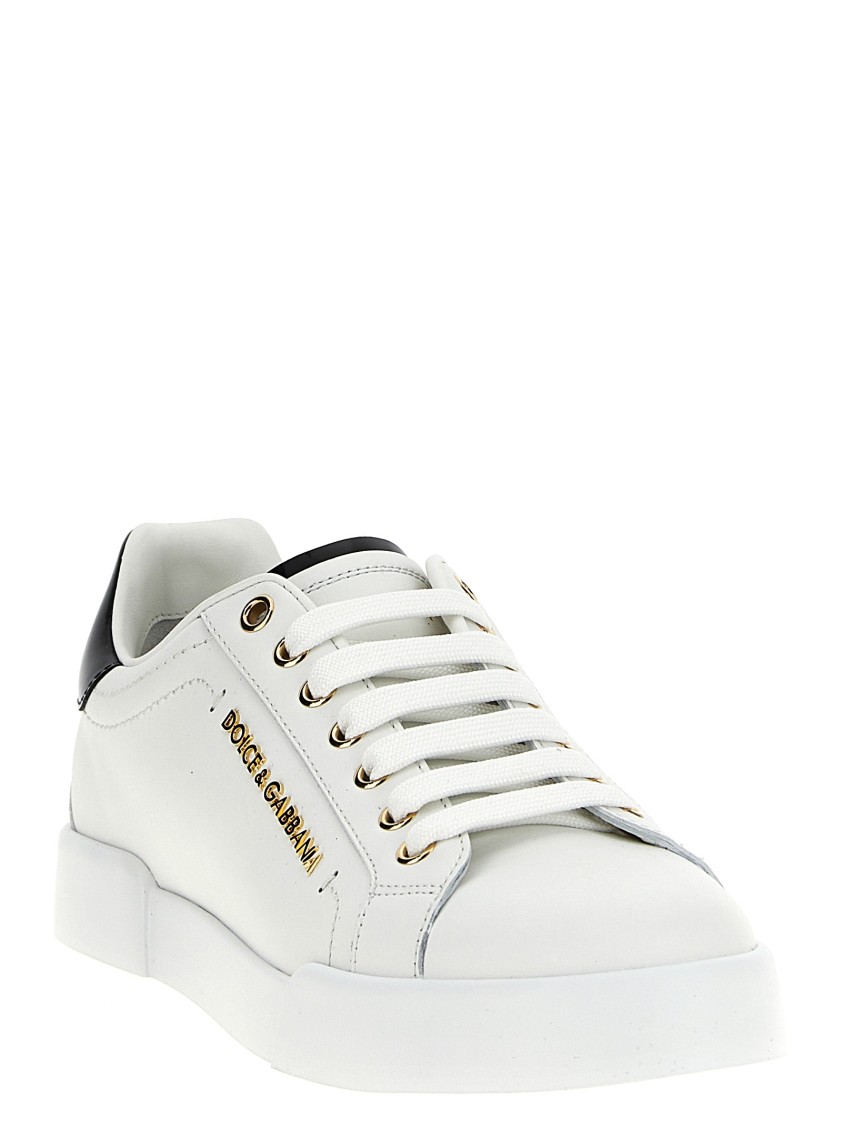 Dolce & Gabbana Dolce&gabbana White And Gold Low Sneakers In White