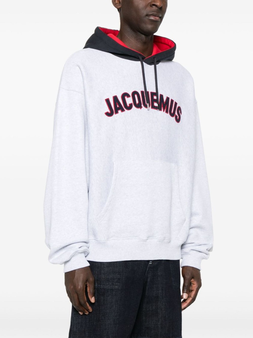 Jacquemus Light Grey Le Hoodie Baseball Sweatshirt Men In White