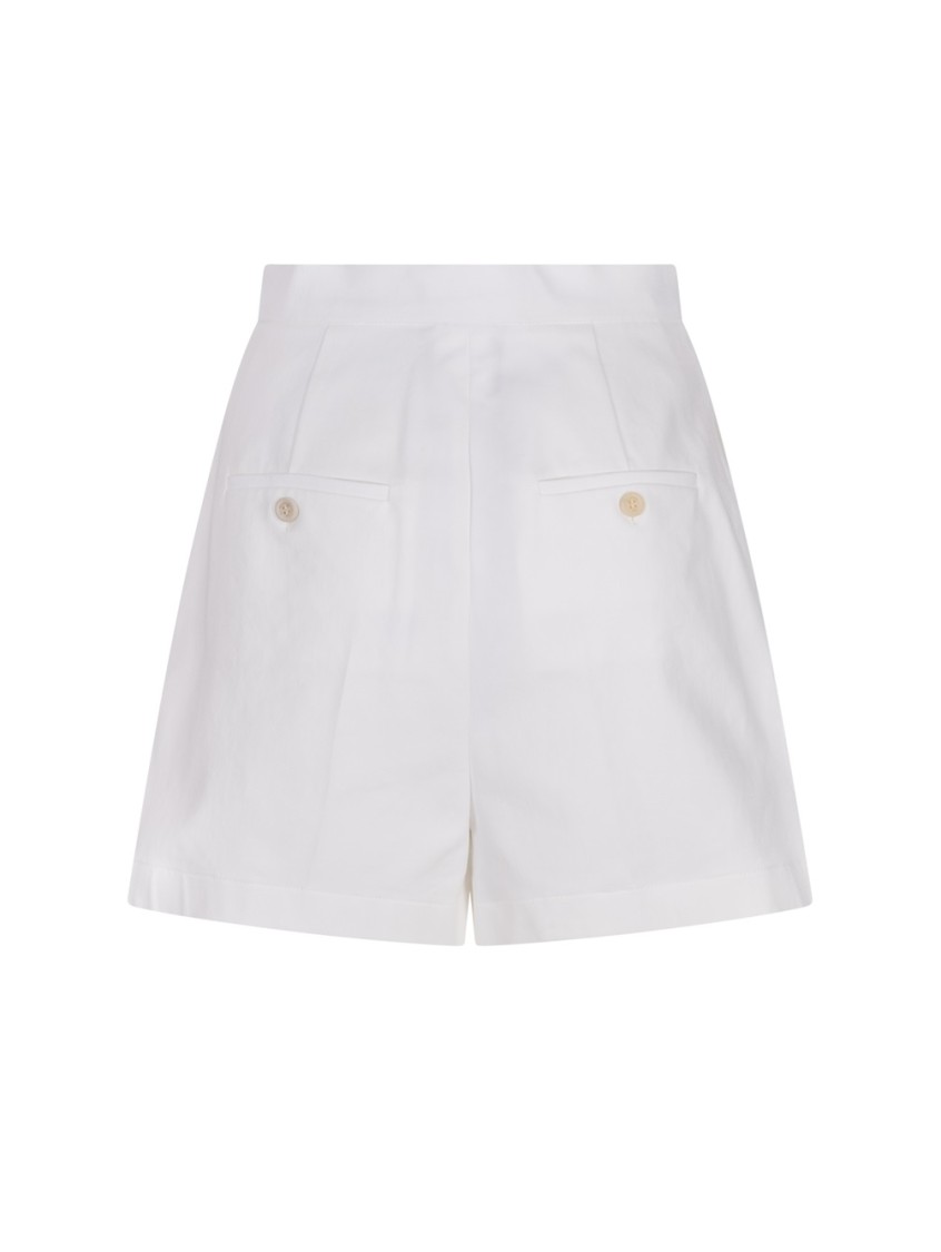 Max Mara High-waist Tailored Shorts With Pleated Front In White