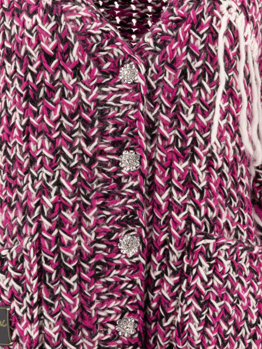 Ganni Oversized Handknitted Cardigan With V-neckline In Pink