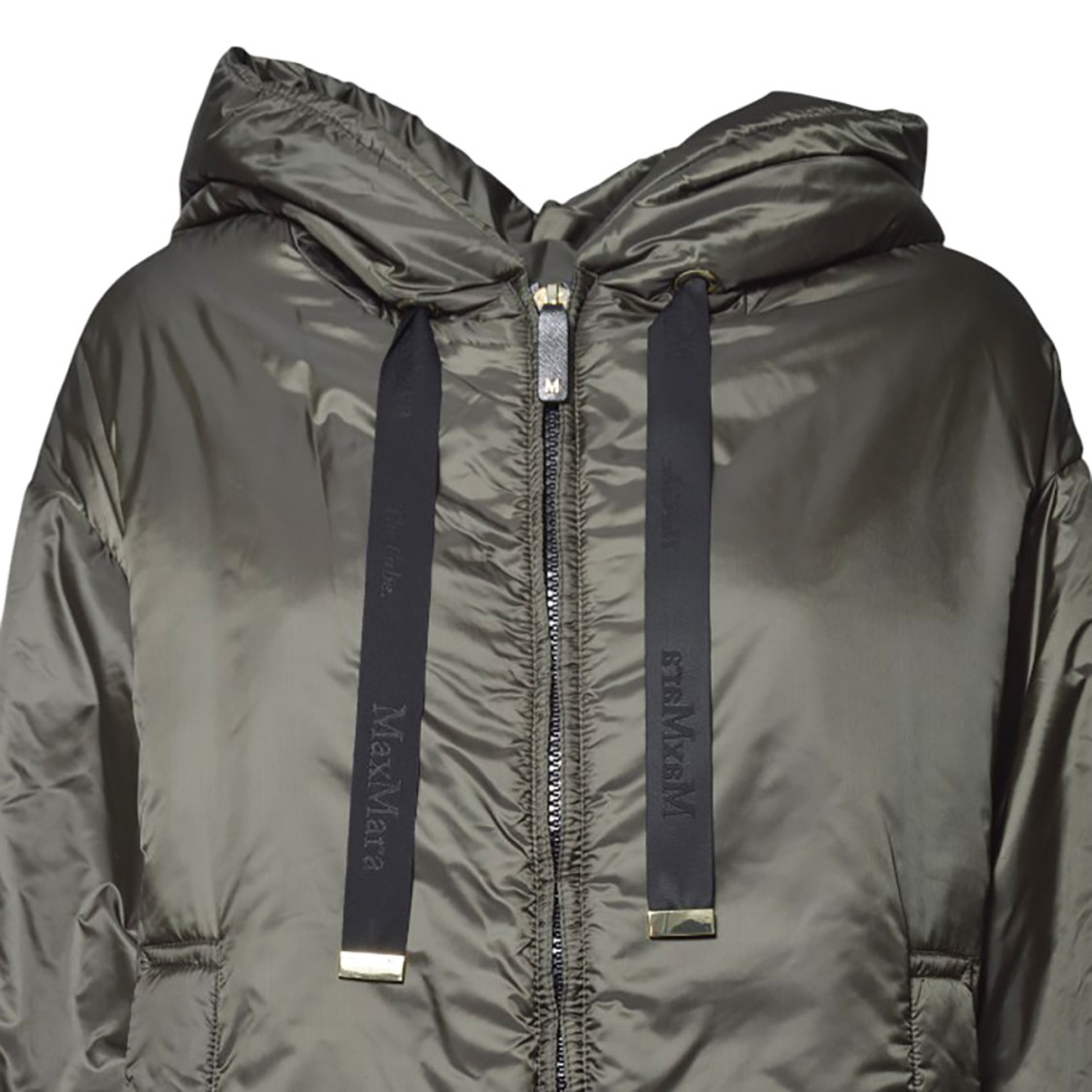 Max Mara Relaxed Fit Hooded Jacket With Adjustable Drawstrings In Gray