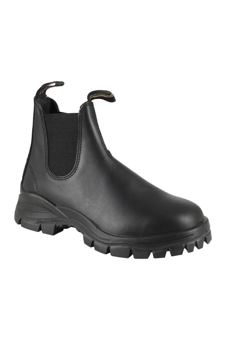 Blundstone Ankle-high Black Leather Boots With Rubber Sole In Black