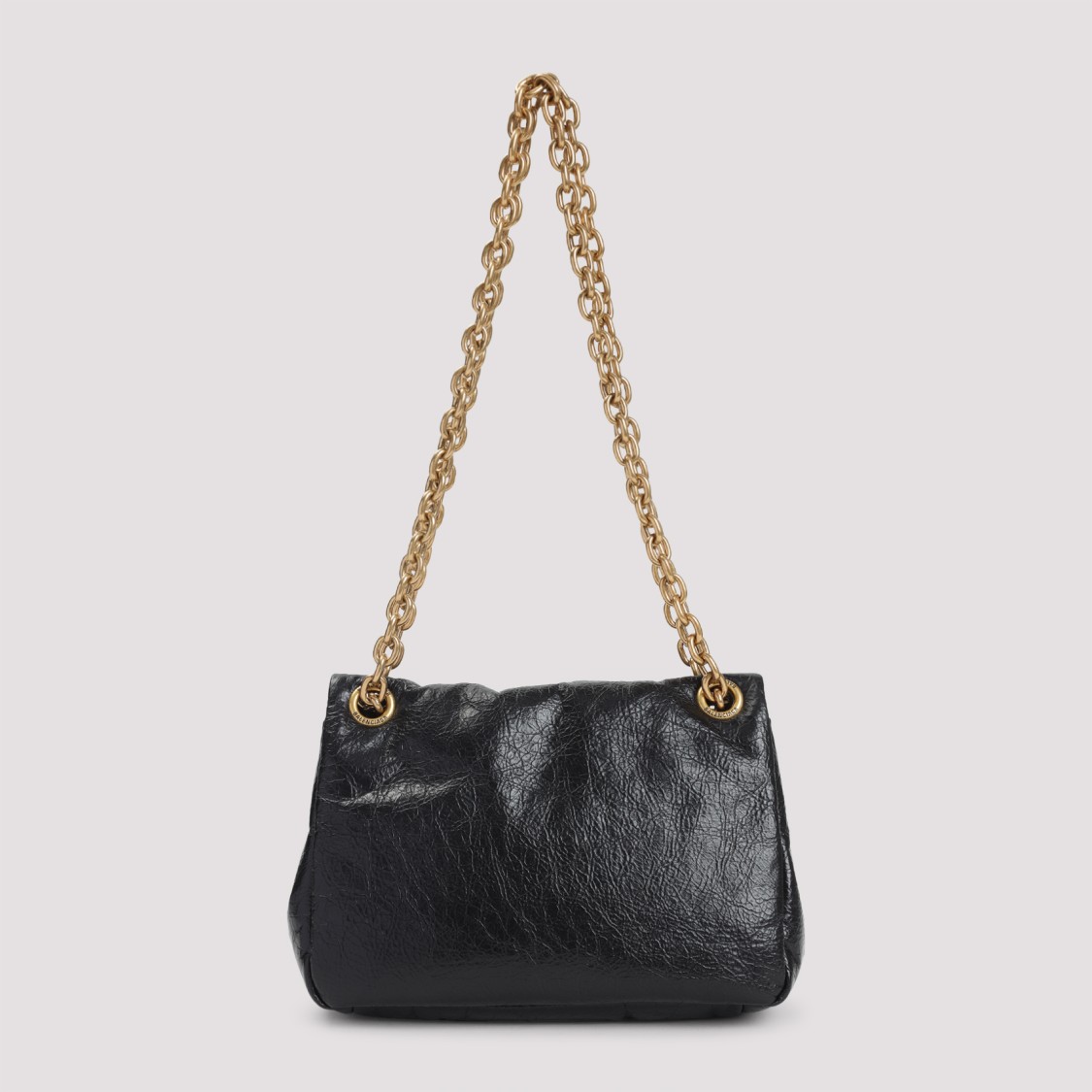 Balenciaga Calf Leather Shoulder Bag With Gold-tone Chain Strap In Black