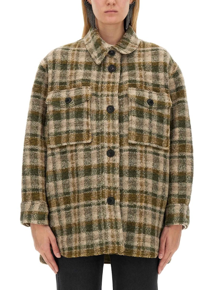 Isabel Marant Étoile Check Pattern Asymmetric Hem Coat In Neutrals