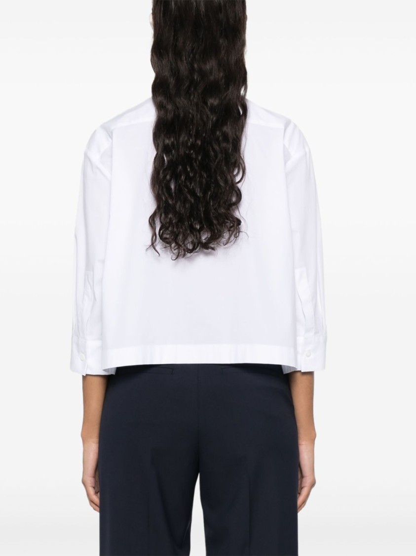 Peserico Cropped White Poplin Shirt With Hidden Buttoning In White
