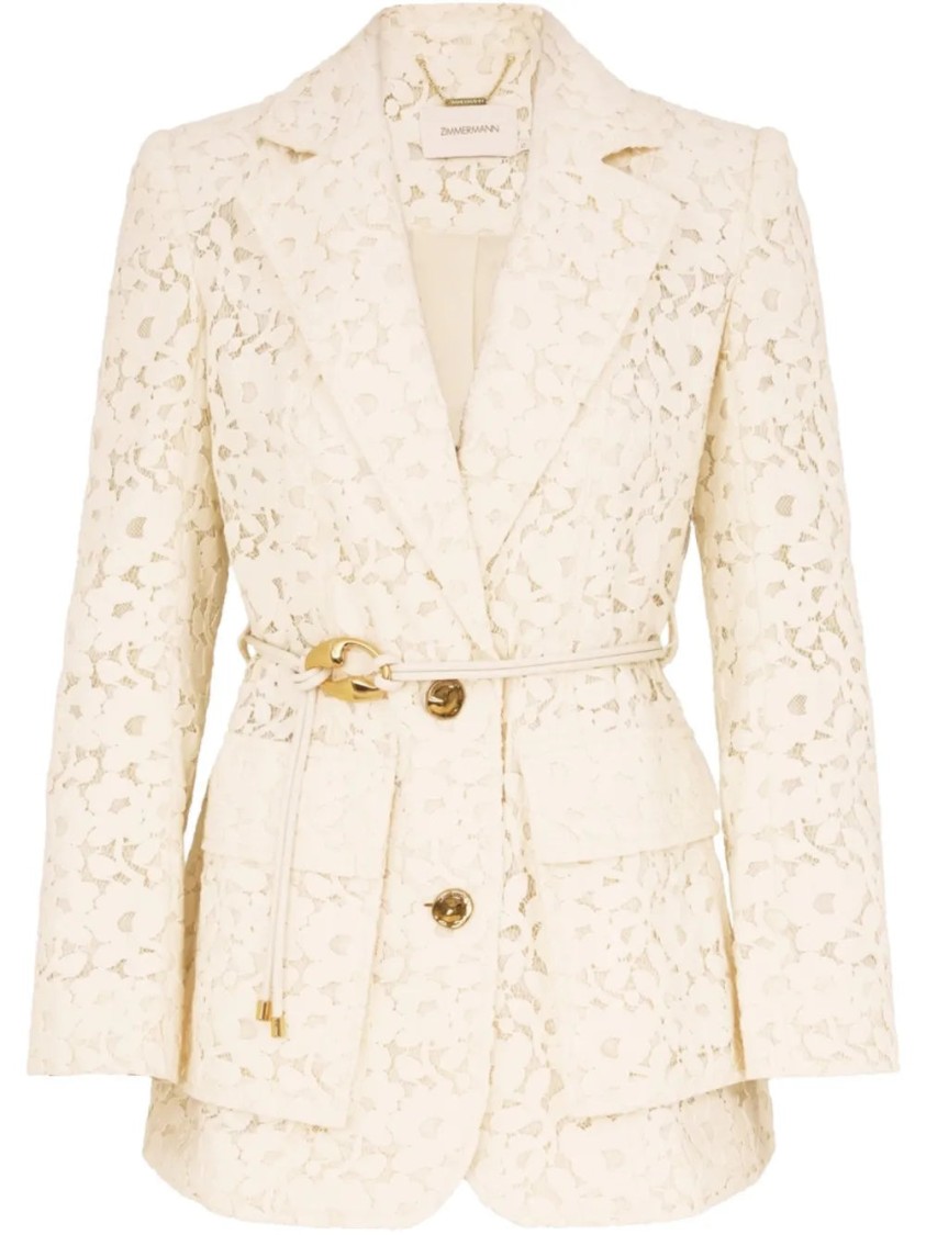 Zimmermann Illuminate Lace Belted Jacket