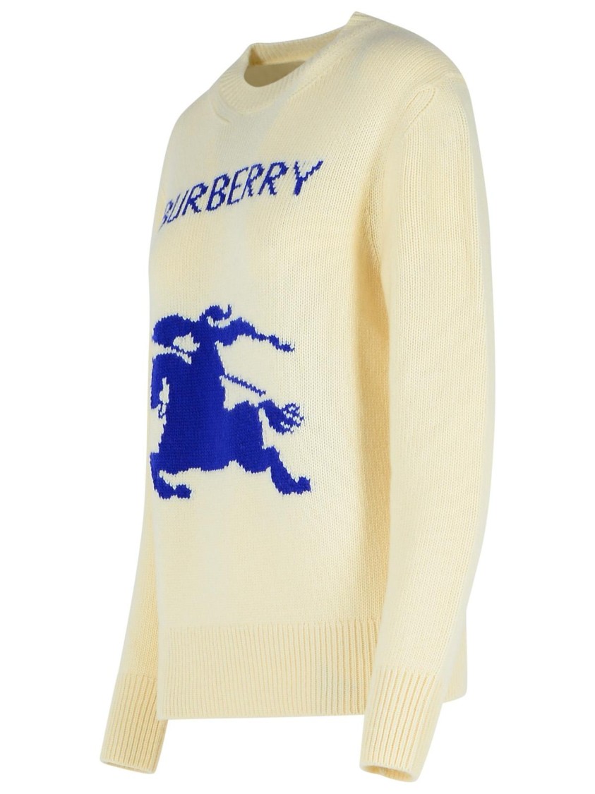 Shop Burberry Cream Wool Blend Sweater In Neutrals