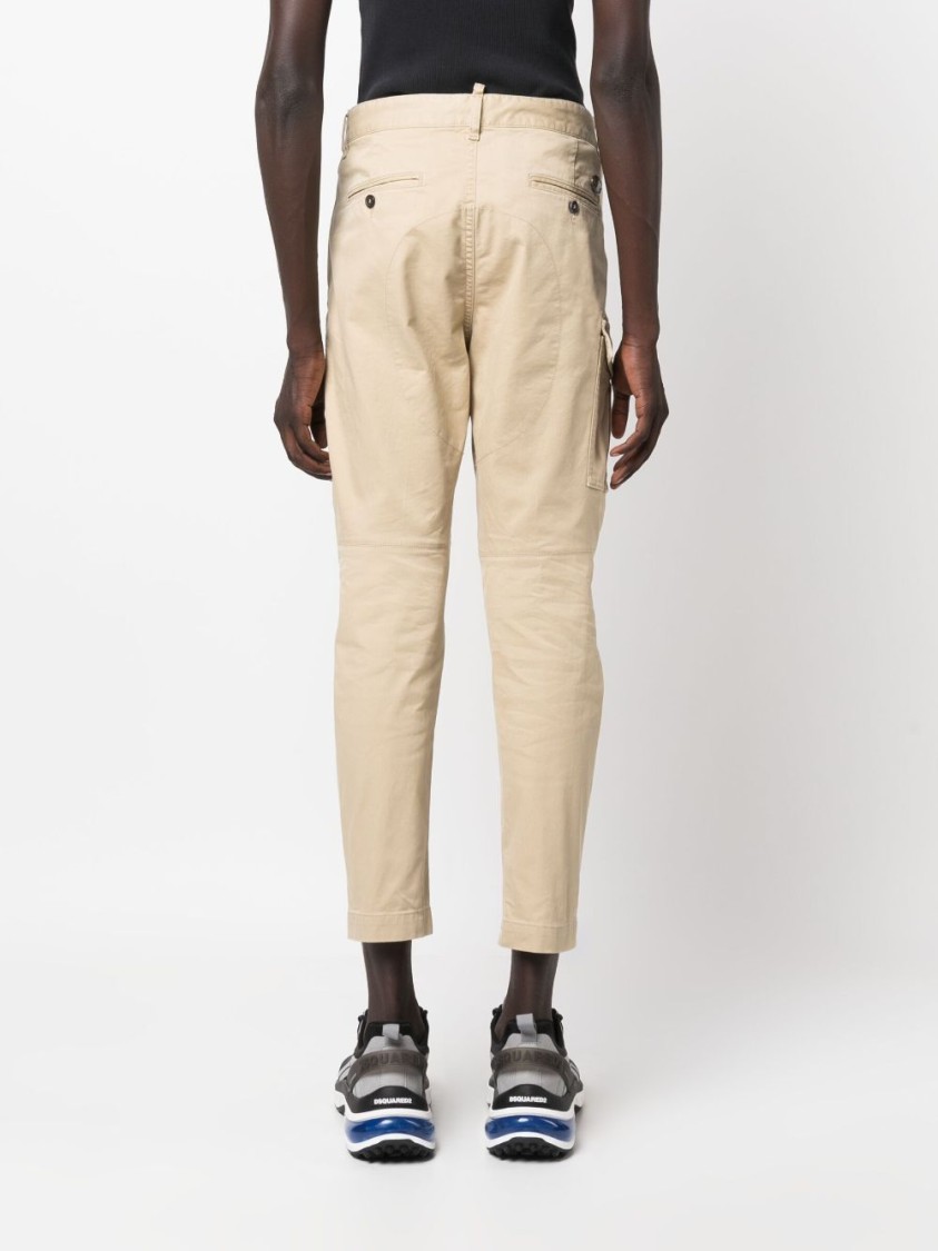 Shop Dsquared2 Tapered Cropped Cargo Trousers In Neutrals