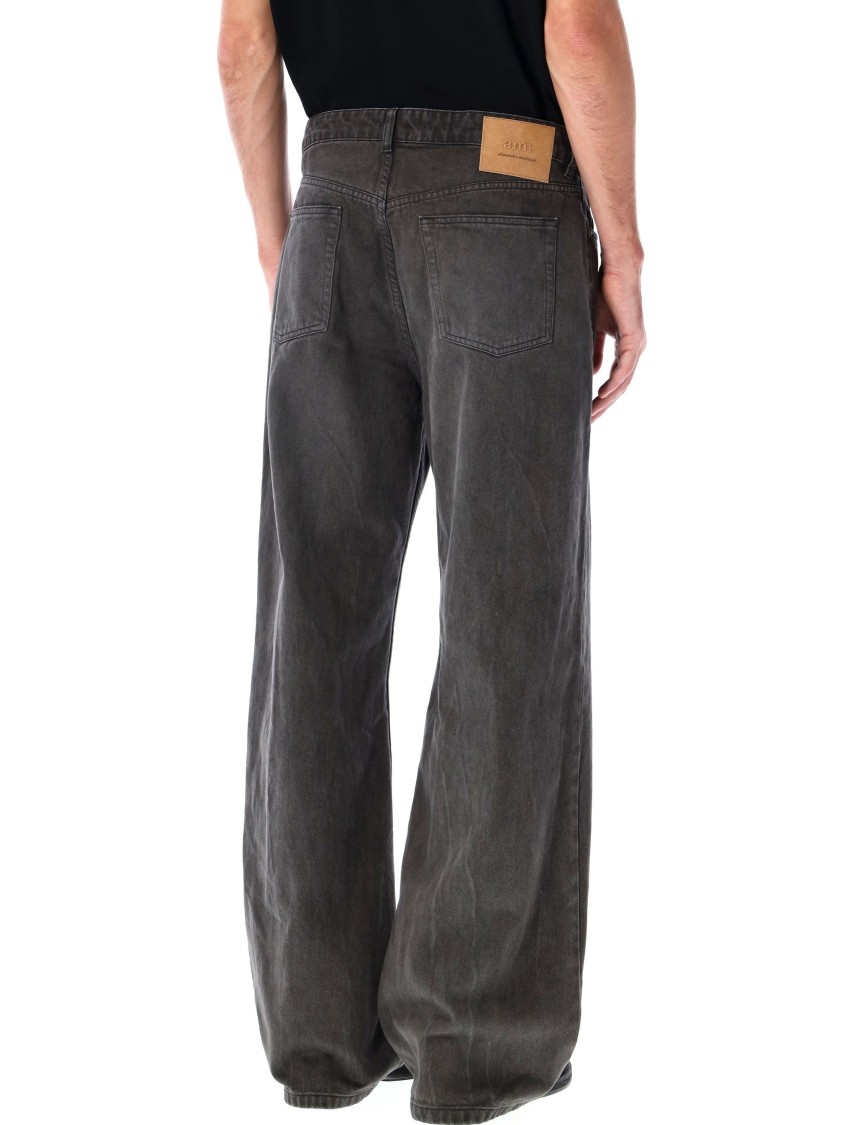 Shop Ami Alexandre Mattiussi Ami Large Fit Jeans With Relaxed Silhouette And Classic Details In Black